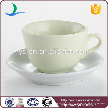 Color beige claro té de cerámica taza platillo platillo precio de fábrica